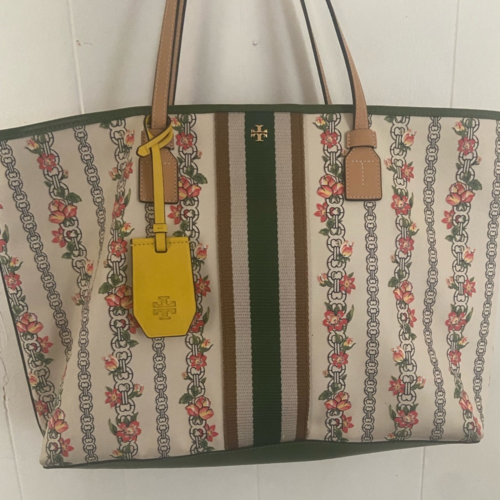 Tory Burch Rose Gemini Link Canvas Tote